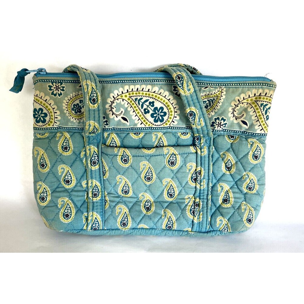 Vtg Retired VERA BRADLEY Small Zippered Tote BERMUDA BLUE Pattern